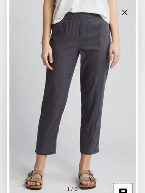 NWT- Caslon Pull-On Linen Blend Crop Pants, Grey Forged, size 3X